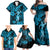 Hawaii Hula Girl Family Matching Off Shoulder Maxi Dress and Hawaiian Shirt Hibiscus Hawaii Tribal Tattoo Sky Blue Version LT01 - Polynesian Pride