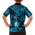 Hawaii Hula Girl Family Matching Off Shoulder Short Dress and Hawaiian Shirt Hibiscus Hawaii Tribal Tattoo Sky Blue Version LT01 - Polynesian Pride