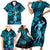 Hawaii Hula Girl Family Matching Short Sleeve Bodycon Dress and Hawaiian Shirt Hibiscus Hawaii Tribal Tattoo Sky Blue Version LT01 - Polynesian Pride