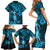 Hawaii Hula Girl Family Matching Short Sleeve Bodycon Dress and Hawaiian Shirt Hibiscus Hawaii Tribal Tattoo Sky Blue Version LT01 - Polynesian Pride