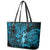 Hawaii Hula Girl Leather Tote Bag Hibiscus Hawaii Tribal Tattoo Sky Blue Version LT01 - Polynesian Pride