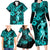 Hawaii Hula Girl Family Matching Long Sleeve Bodycon Dress and Hawaiian Shirt Hibiscus Hawaii Tribal Tattoo Turquoise Version LT01 - Polynesian Pride