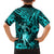 Hawaii Hula Girl Family Matching Off Shoulder Long Sleeve Dress and Hawaiian Shirt Hibiscus Hawaii Tribal Tattoo Turquoise Version LT01 - Polynesian Pride