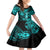 Hawaii Hula Girl Family Matching Puletasi Dress and Hawaiian Shirt Hibiscus Hawaii Tribal Tattoo Turquoise Version LT01 Daughter's Dress Turquoise - Polynesian Pride