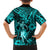 Hawaii Hula Girl Family Matching Short Sleeve Bodycon Dress and Hawaiian Shirt Hibiscus Hawaii Tribal Tattoo Turquoise Version LT01 - Polynesian Pride