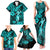 Hawaii Hula Girl Family Matching Tank Maxi Dress and Hawaiian Shirt Hibiscus Hawaii Tribal Tattoo Turquoise Version LT01 - Polynesian Pride