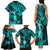 Hawaii Hula Girl Family Matching Tank Maxi Dress and Hawaiian Shirt Hibiscus Hawaii Tribal Tattoo Turquoise Version LT01 - Polynesian Pride