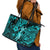 Hawaii Hula Girl Leather Tote Bag Hibiscus Hawaii Tribal Tattoo Turquoise Version LT01 - Polynesian Pride