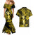 Hawaii Hula Girl Couples Matching Mermaid Dress and Hawaiian Shirt Hibiscus Hawaii Tribal Tattoo Yellow Version LT01 - Polynesian Pride