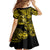 Hawaii Hula Girl Family Matching Long Sleeve Bodycon Dress and Hawaiian Shirt Hibiscus Hawaii Tribal Tattoo Yellow Version LT01 - Polynesian Pride