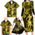 Hawaii Hula Girl Family Matching Long Sleeve Bodycon Dress and Hawaiian Shirt Hibiscus Hawaii Tribal Tattoo Yellow Version LT01 - Polynesian Pride