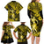 Hawaii Hula Girl Family Matching Long Sleeve Bodycon Dress and Hawaiian Shirt Hibiscus Hawaii Tribal Tattoo Yellow Version LT01 - Polynesian Pride