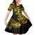 Hawaii Hula Girl Family Matching Mermaid Dress and Hawaiian Shirt Hibiscus Hawaii Tribal Tattoo Yellow Version LT01 Daughter's Dress Yellow - Polynesian Pride