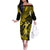 Hawaii Hula Girl Family Matching Off Shoulder Long Sleeve Dress and Hawaiian Shirt Hibiscus Hawaii Tribal Tattoo Yellow Version LT01 Mom's Dress Yellow - Polynesian Pride