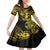 Hawaii Hula Girl Family Matching Short Sleeve Bodycon Dress and Hawaiian Shirt Hibiscus Hawaii Tribal Tattoo Yellow Version LT01 Daughter's Dress Yellow - Polynesian Pride