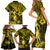 Hawaii Hula Girl Family Matching Short Sleeve Bodycon Dress and Hawaiian Shirt Hibiscus Hawaii Tribal Tattoo Yellow Version LT01 - Polynesian Pride