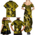 Hawaii Hula Girl Family Matching Summer Maxi Dress and Hawaiian Shirt Hibiscus Hawaii Tribal Tattoo Yellow Version LT01 - Polynesian Pride