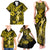 Hawaii Hula Girl Family Matching Tank Maxi Dress and Hawaiian Shirt Hibiscus Hawaii Tribal Tattoo Yellow Version LT01 - Polynesian Pride