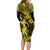 Hawaii Hula Girl Long Sleeve Bodycon Dress Hibiscus Hawaii Tribal Tattoo Yellow Version LT01 - Polynesian Pride