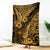 Hawaii Pineapple Blanket Paradise Flowers Pacific With Gold Polynesian Tribal LT01 Gold - Polynesian Pride