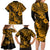 Hawaii Pineapple Family Matching Long Sleeve Bodycon Dress and Hawaiian Shirt Paradise Flowers Pacific With Gold Polynesian Tribal LT01 - Polynesian Pride