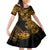 Hawaii Pineapple Family Matching Puletasi Dress and Hawaiian Shirt Paradise Flowers Pacific With Gold Polynesian Tribal LT01 Daughter's Dress Gold - Polynesian Pride