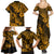 Hawaii Pineapple Family Matching Summer Maxi Dress and Hawaiian Shirt Paradise Flowers Pacific With Gold Polynesian Tribal LT01 - Polynesian Pride