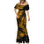 Hawaii Pineapple Mermaid Dress Paradise Flowers Pacific With Gold Polynesian Tribal LT01 - Polynesian Pride