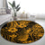 Hawaii Pineapple Round Carpet Paradise Flowers Pacific With Gold Polynesian Tribal LT01 - Polynesian Pride