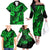 Hawaii Pineapple Family Matching Off Shoulder Long Sleeve Dress and Hawaiian Shirt Paradise Flowers Pacific With Green Polynesian Tribal LT01 - Polynesian Pride