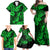 Hawaii Pineapple Family Matching Off Shoulder Maxi Dress and Hawaiian Shirt Paradise Flowers Pacific With Green Polynesian Tribal LT01 - Polynesian Pride