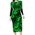 Hawaii Pineapple Long Sleeve Bodycon Dress Paradise Flowers Pacific With Green Polynesian Tribal LT01 Long Dress Green - Polynesian Pride