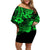 Hawaii Pineapple Off Shoulder Short Dress Paradise Flowers Pacific With Green Polynesian Tribal LT01 Women Green - Polynesian Pride