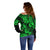 Hawaii Pineapple Off Shoulder Sweater Paradise Flowers Pacific With Green Polynesian Tribal LT01 - Polynesian Pride