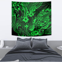 Hawaii Pineapple Tapestry Paradise Flowers Pacific With Green Polynesian Tribal LT01 - Polynesian Pride