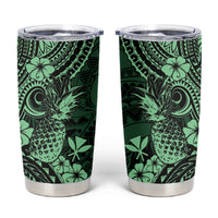 Hawaii Pineapple Tumbler Cup Paradise Flowers Pacific With Green Polynesian Tribal LT01 Green - Polynesian Pride