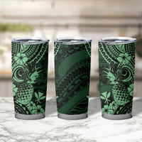 Hawaii Pineapple Tumbler Cup Paradise Flowers Pacific With Green Polynesian Tribal LT01 - Polynesian Pride