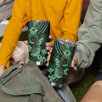 Hawaii Pineapple Tumbler Cup Paradise Flowers Pacific With Green Polynesian Tribal LT01 - Polynesian Pride