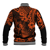 Hawaii Pineapple Baseball Jacket Paradise Flowers Pacific With Orange Polynesian Tribal LT01 - Polynesian Pride