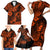 Hawaii Pineapple Family Matching Short Sleeve Bodycon Dress and Hawaiian Shirt Paradise Flowers Pacific With Orange Polynesian Tribal LT01 - Polynesian Pride