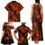 Hawaii Pineapple Family Matching Tank Maxi Dress and Hawaiian Shirt Paradise Flowers Pacific With Orange Polynesian Tribal LT01 - Polynesian Pride