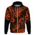 Hawaii Pineapple Hoodie Paradise Flowers Pacific With Orange Polynesian Tribal LT01 Zip Hoodie Orange - Polynesian Pride