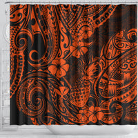 Hawaii Pineapple Shower Curtain Paradise Flowers Pacific With Orange Polynesian Tribal LT01 - Polynesian Pride