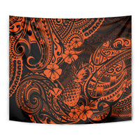 Hawaii Pineapple Tapestry Paradise Flowers Pacific With Orange Polynesian Tribal LT01 - Polynesian Pride