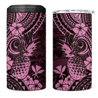 Hawaii Pineapple 4 in 1 Can Cooler Tumbler Paradise Flowers Pacific With Pink Polynesian Tribal LT01 One Size: 16 oz Pink - Polynesian Pride