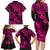 Hawaii Pineapple Family Matching Long Sleeve Bodycon Dress and Hawaiian Shirt Paradise Flowers Pacific With Pink Polynesian Tribal LT01 - Polynesian Pride