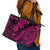 Hawaii Pineapple Leather Tote Bag Paradise Flowers Pacific With Pink Polynesian Tribal LT01 - Polynesian Pride