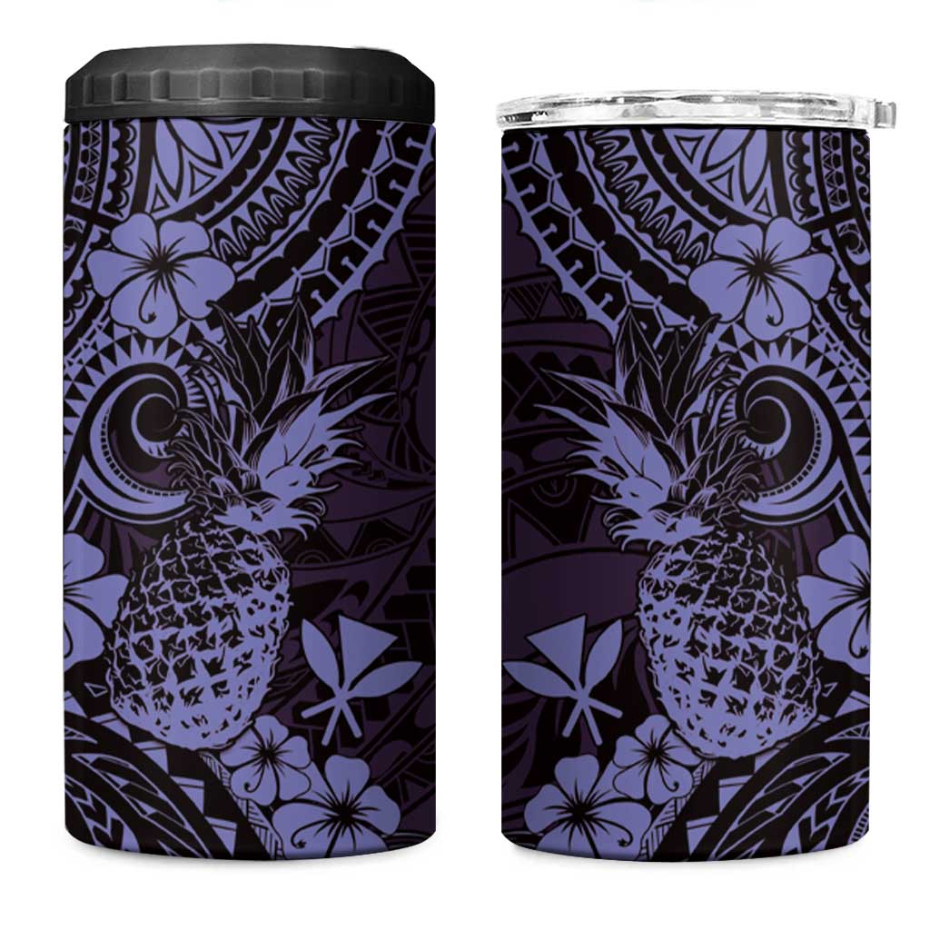 Hawaii Pineapple 4 in 1 Can Cooler Tumbler Polynesian Pattern Purple Version LT01 One Size: 16 oz Purple - Polynesian Pride