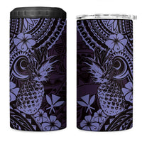 Hawaii Pineapple 4 in 1 Can Cooler Tumbler Polynesian Pattern Purple Version LT01 One Size: 16 oz Purple - Polynesian Pride