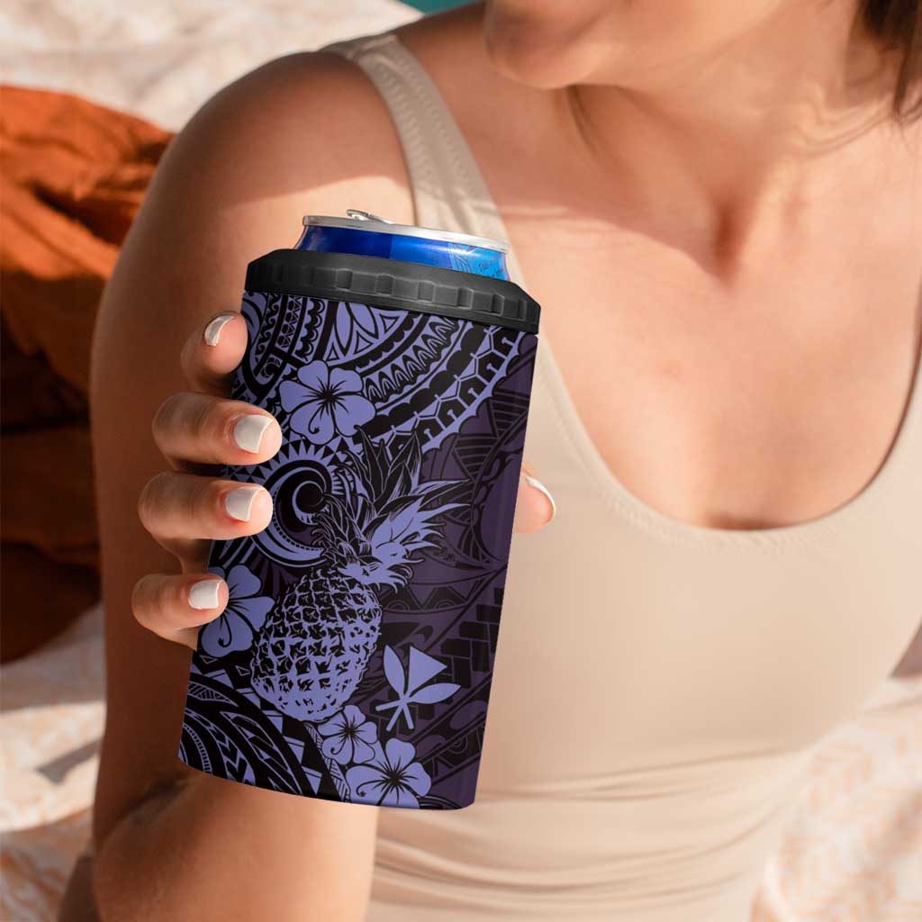 Hawaii Pineapple 4 in 1 Can Cooler Tumbler Polynesian Pattern Purple Version LT01 - Polynesian Pride